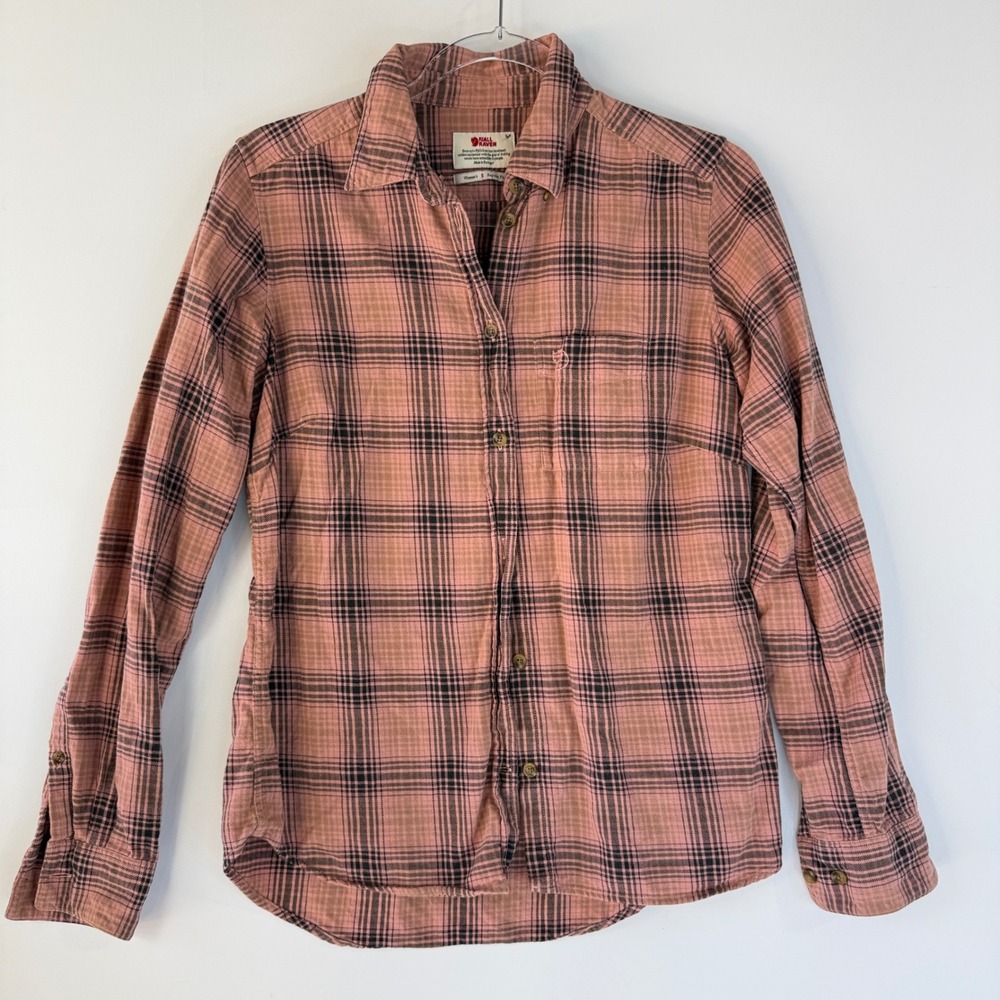 Fjallraven Kiruna Flannel Shirt Women S Pink Plaid Button Down 89831